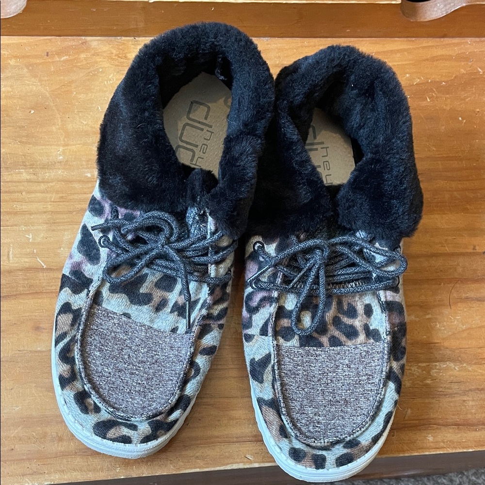 Hey dude shoes with faux fur trim